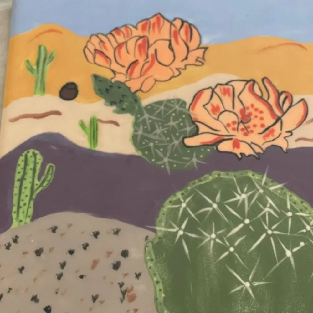Desert scenery ceramic trivet Handpainted